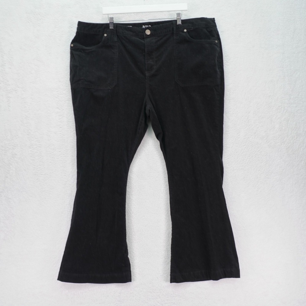 A.N.A. Women's Corduroy Black Pants Jeans High Rise Flare -24W 48 / 32- Cotton